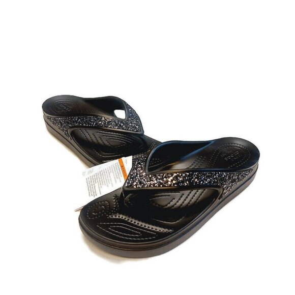 CROCS Sloane Glitter Wedge Flip Flops Womens Size 10 Lightweight Slip On Sandals - Picture 5 of 9